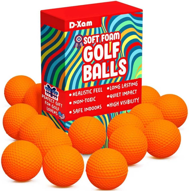 Dexam Foam Golf Balls Bulk Practice Golf Ball Soft Multicolor, Yellow, White or Orange | Long Lasting & Realistic Feel | Limited Flight Use Indoors Outdoors Backyard Training - Image 2